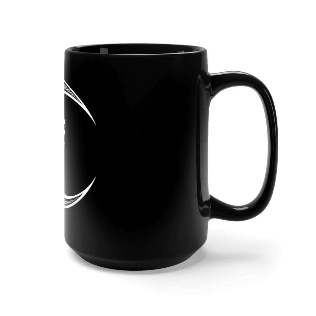 Taza negra con calavera lunar de 15 oz 