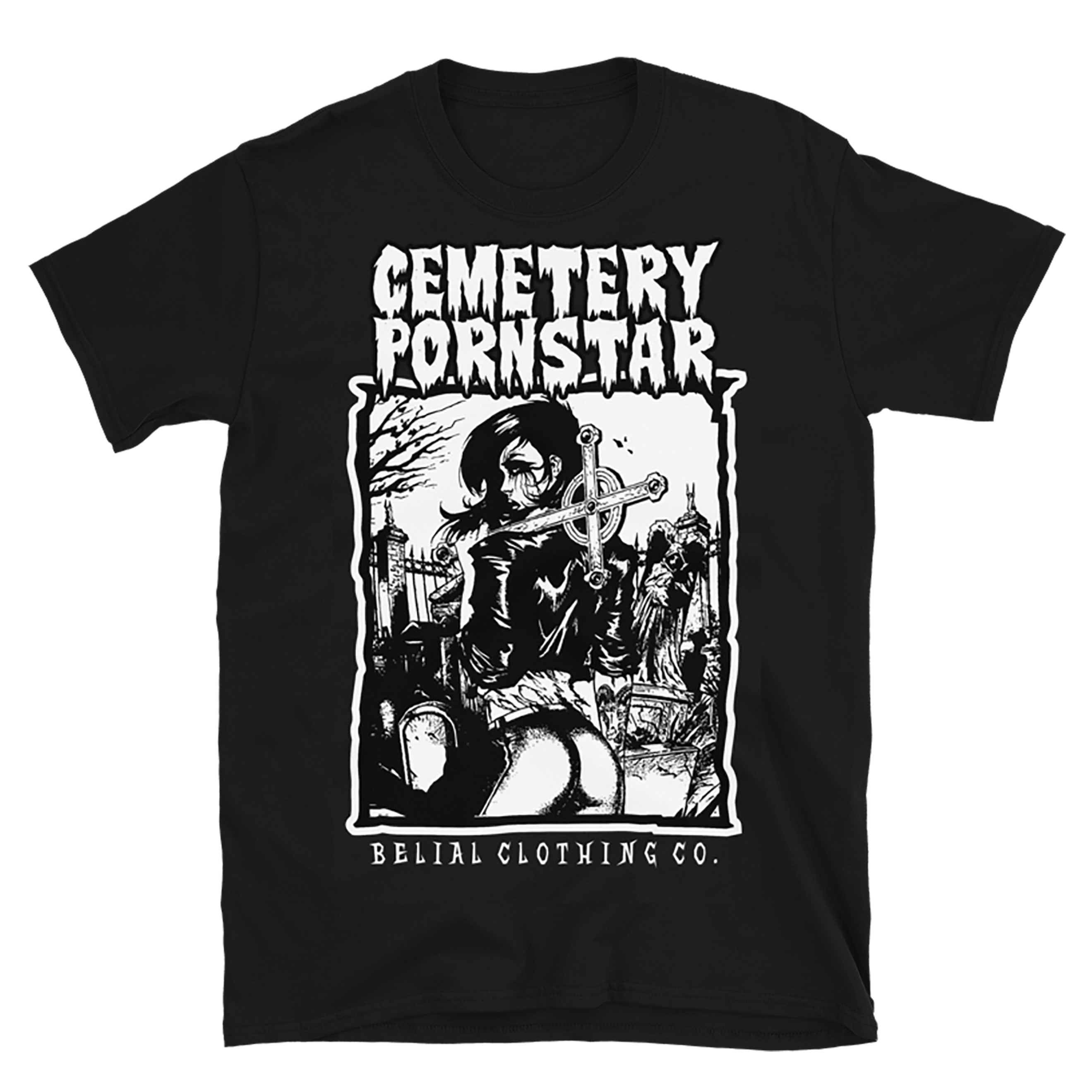 Camiseta unisex de manga corta con la estrella porno del cementerio